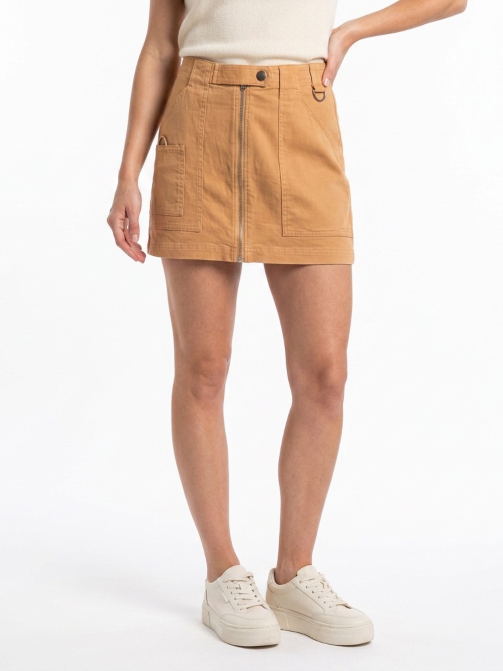 NWOT wild fable Mustard Yellow Front-Zip Utility Mini Skirt sz XS